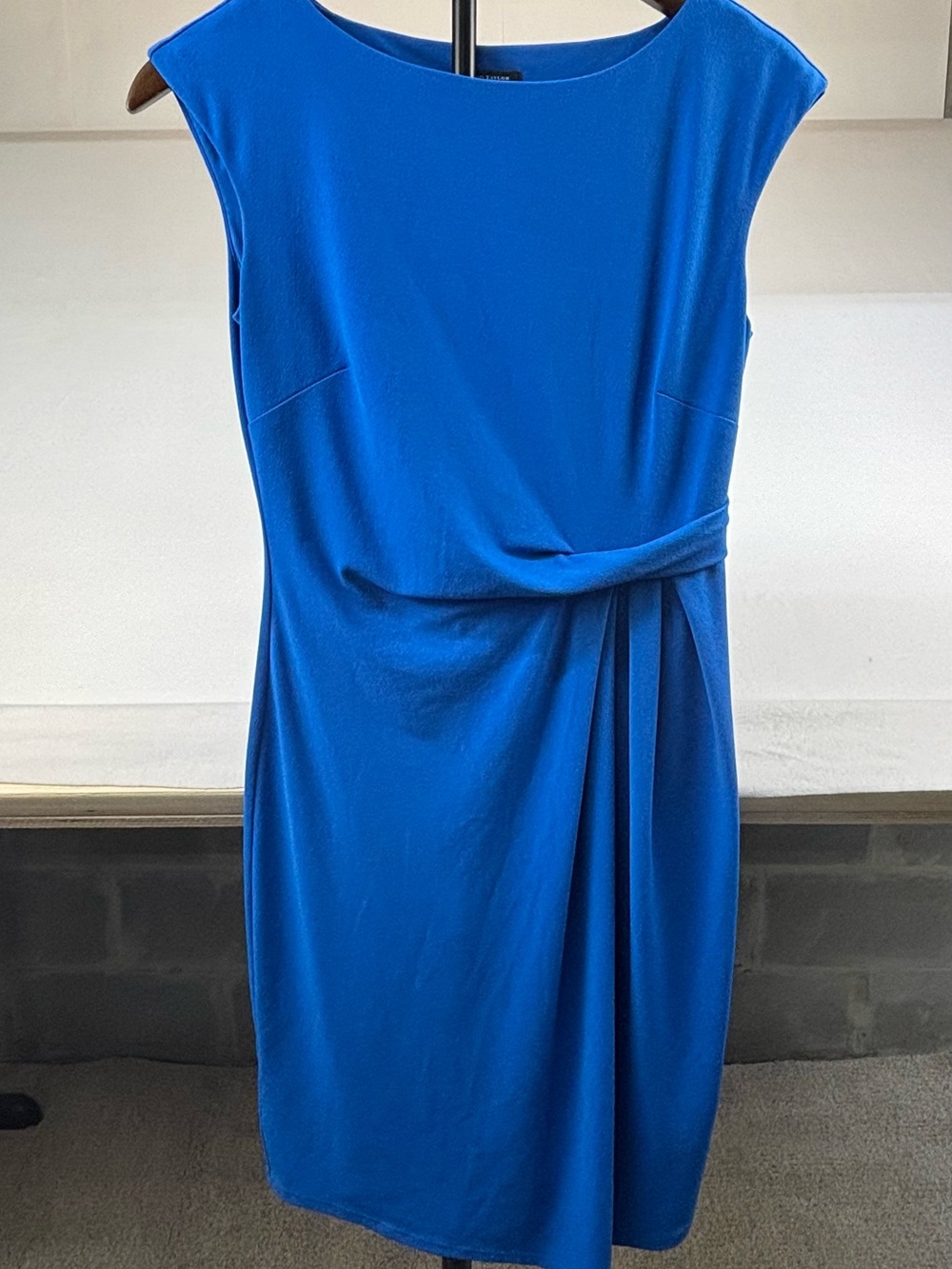 Ann Taylor Electric Blue Sleeveless Sheath Dress with Draped Waist